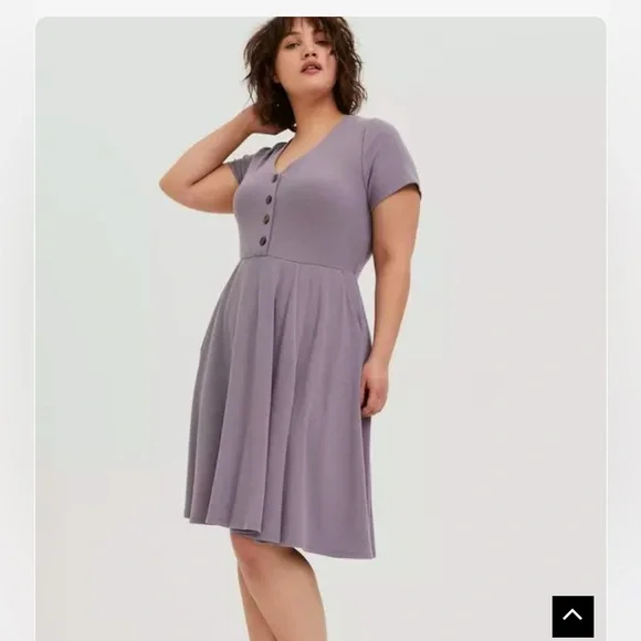 Mini Ribbed Button-Down Skater Dress - Picture 2 of 2